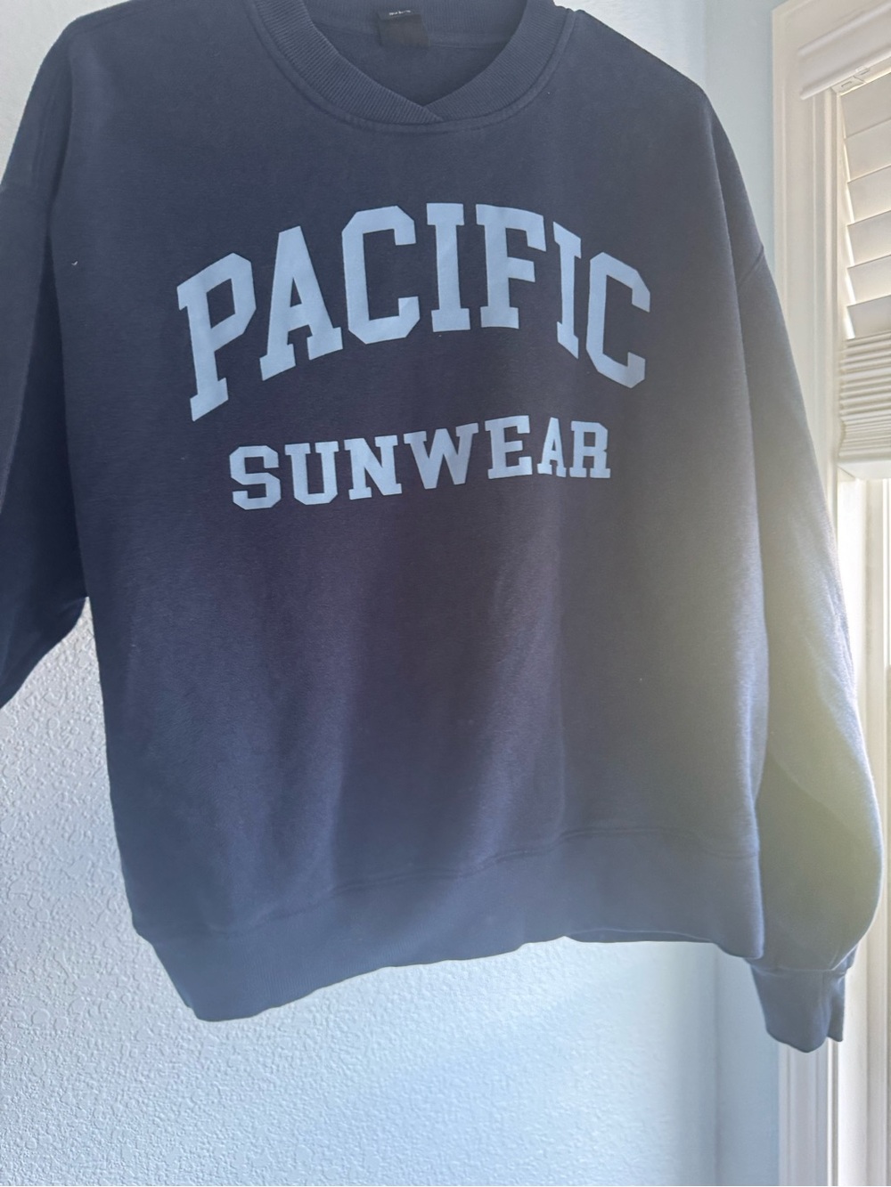 PacSun Navy Crewneck Sweatshirt with Light Blue PACIFIC SUNWEAR Logo